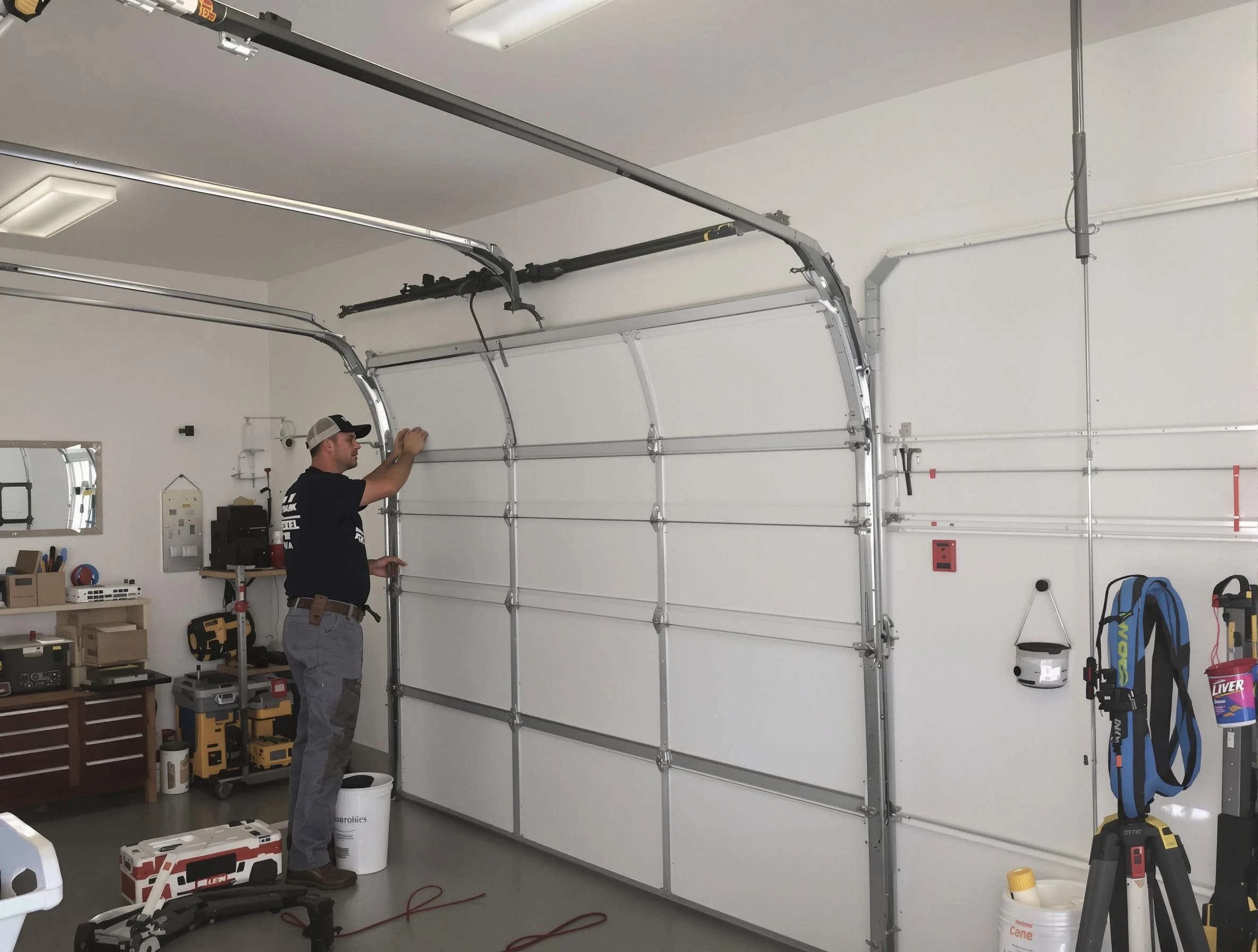 Plymouth Garage Door Repair team installing new garage door in Plymouth