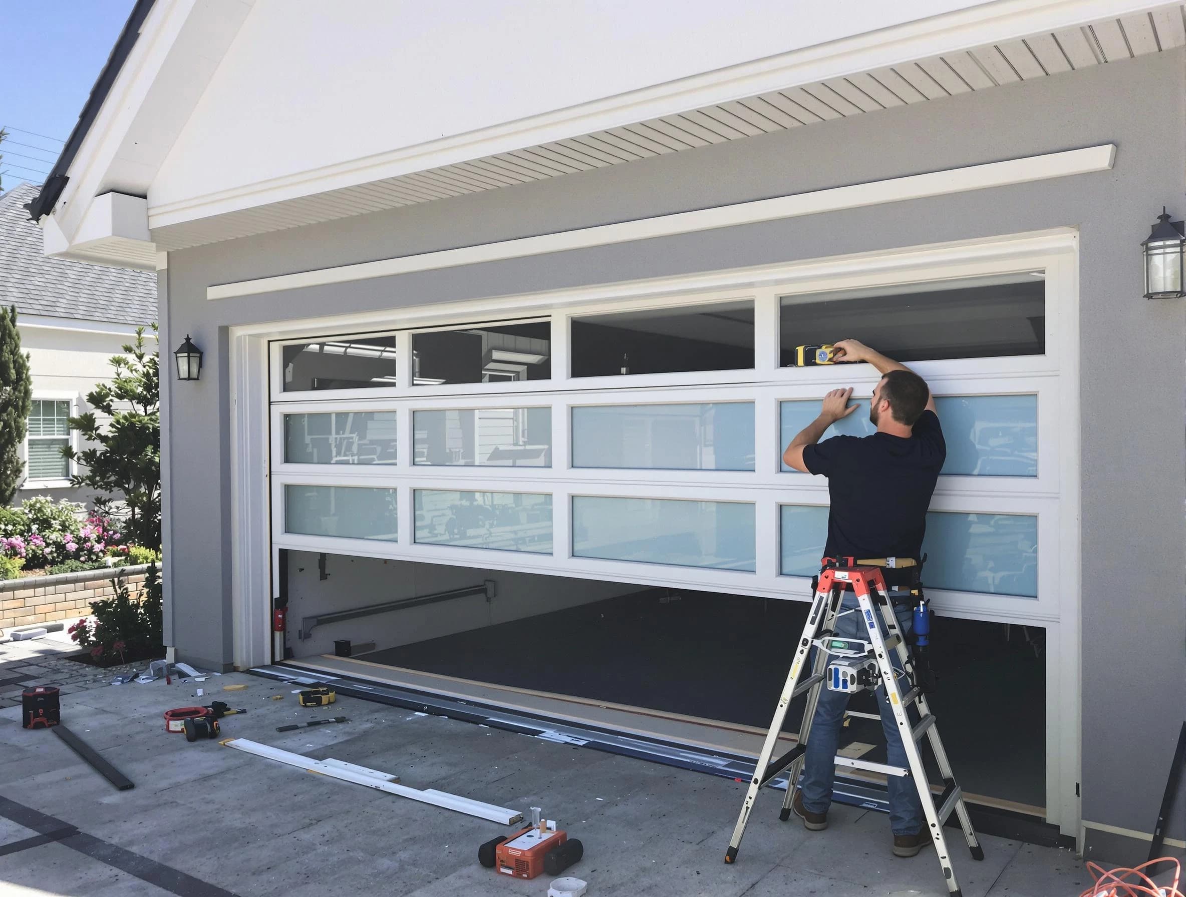 Plymouth Garage Door Repair team performing garage door replacement in Plymouth